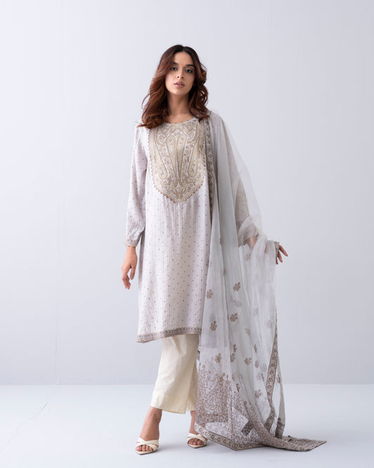 Smart Fit Embroidered Two-Piece Semi Formal Ethnic Set