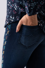 Slim Fit Embroidered Denim