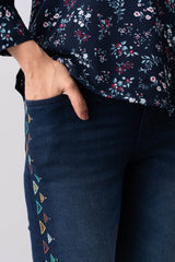 Slim Fit Embroidered Denim