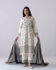 Smart Fit Printed Three-Piece Lawn with Chiffon Dupatta