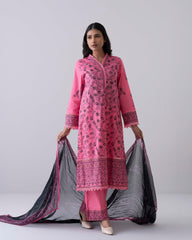 Smart Fit Printed Three-Piece Lawn with Chiffon Dupatta
