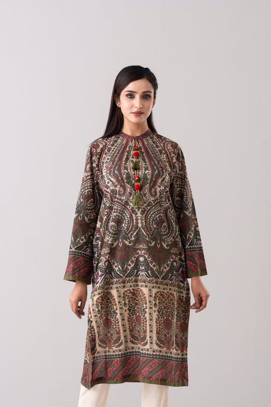 Relaxed Fit Embellished Lawn Kurta