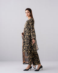 Relaxed Fit Embroidered Three-Piece Lawn with Organza Dupatta