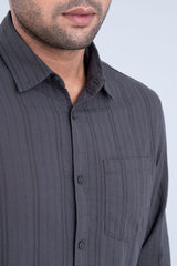 Regular Fit Dobby Striped Cotton Casual Shirt