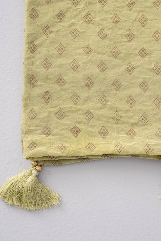 Metallic Printed Scarf with Tassel Detailing