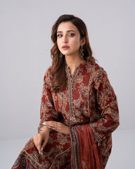 Smart Fit Digital Printed Three-Piece Lawn with Chiffon Dupatta