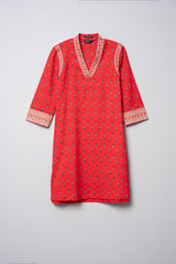 Mid-Length Embroidered Relaxed Fit Ethnic Kurta - One Piece
