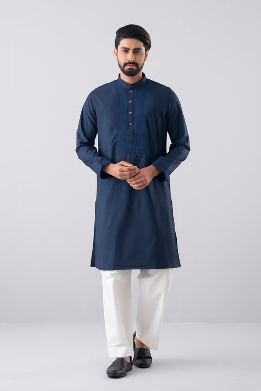 Regular Fit Embroidered Blended Fabric Formal Panjabi