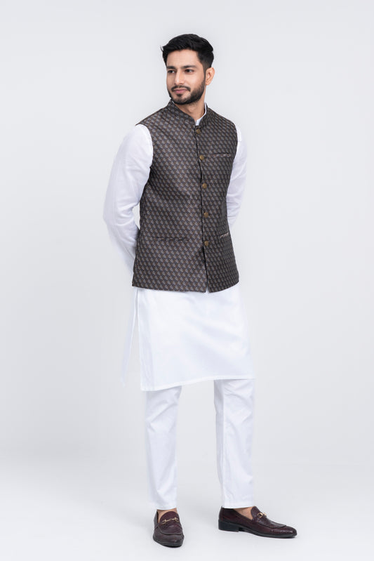 Regular Fit Semi-Formal Jacquard Waistcoat