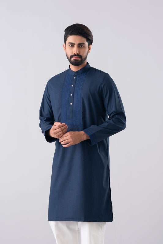 Regular Fit Embroidered Blended Fabric Formal Panjabi