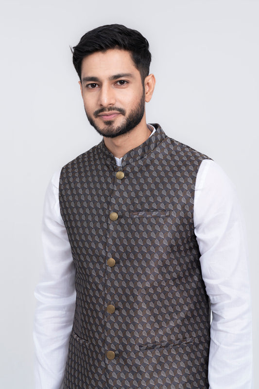 Regular Fit Semi-Formal Jacquard Waistcoat