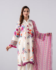Relaxed Fit Digital Printed Three-Piece Lawn with Chiffon Dupatta