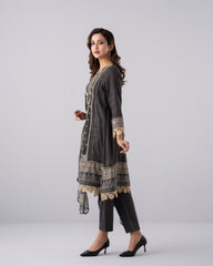 Smart Fit Embroidered Three-Piece Lawn with Chiffon Dupatta