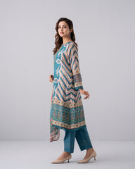 Smart Fit Digital Printed Three-Piece Lawn with Chiffon Dupatta