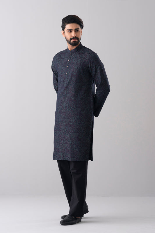 Regular Fit Jacquard Cotton Semi-Formal Panjabi