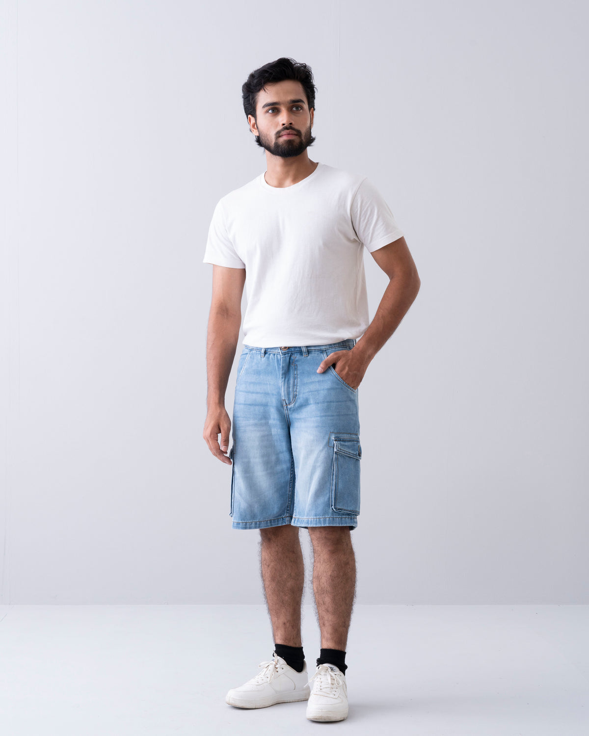 Straight Fit Denim Shorts