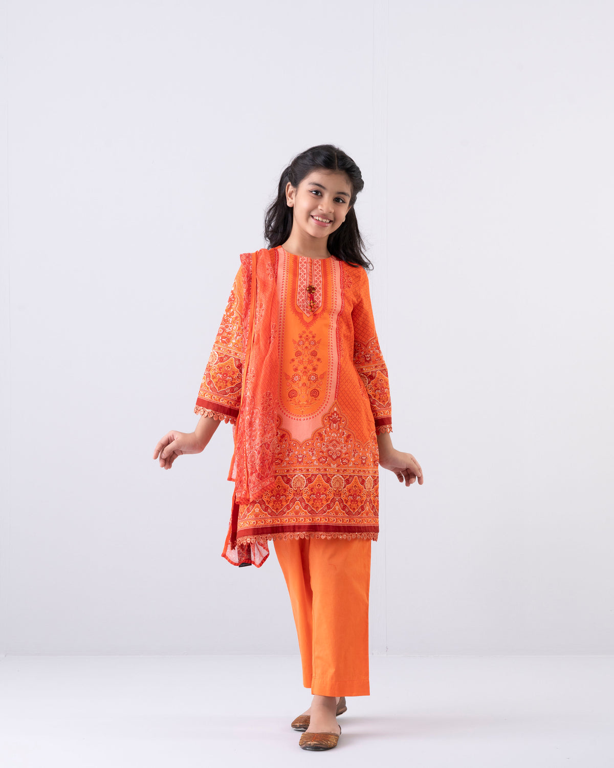 Princess Printed Three-Piece Lawn with Chiffon Dupatta (6-8 Years)