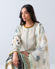 Relaxed Fit Printed Two-Piece Lawn with Chiffon Dupatta