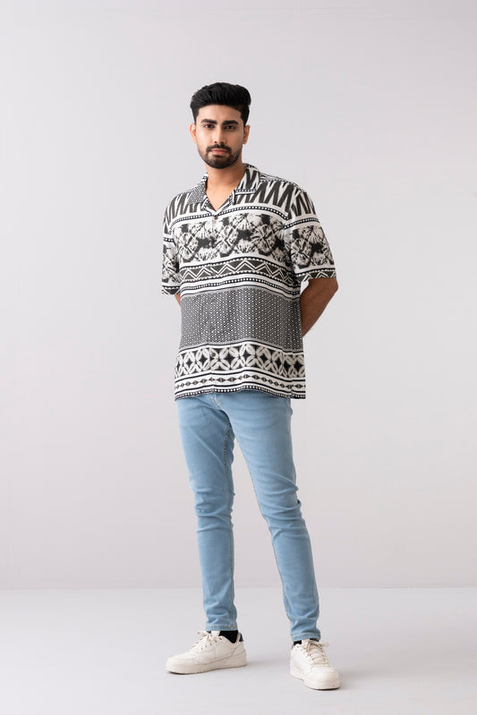 Boxy Fit Printed Casual Shirt