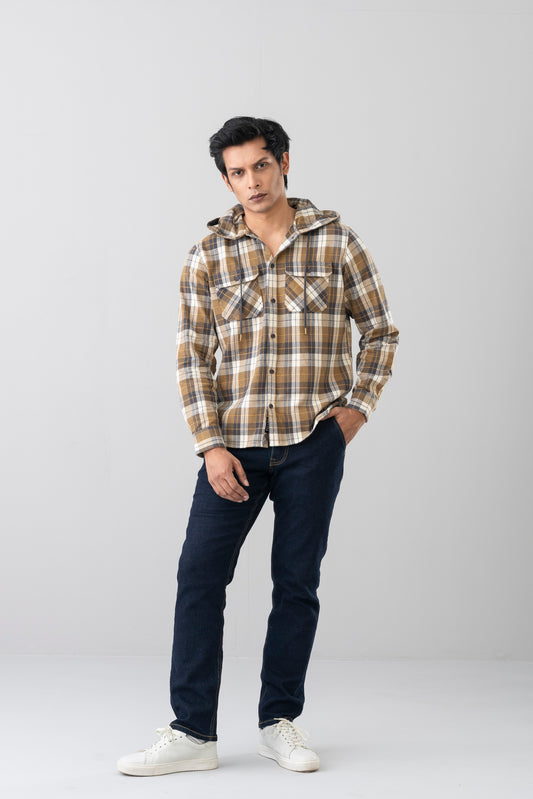 Regular Fit Hooded Casual Shirt