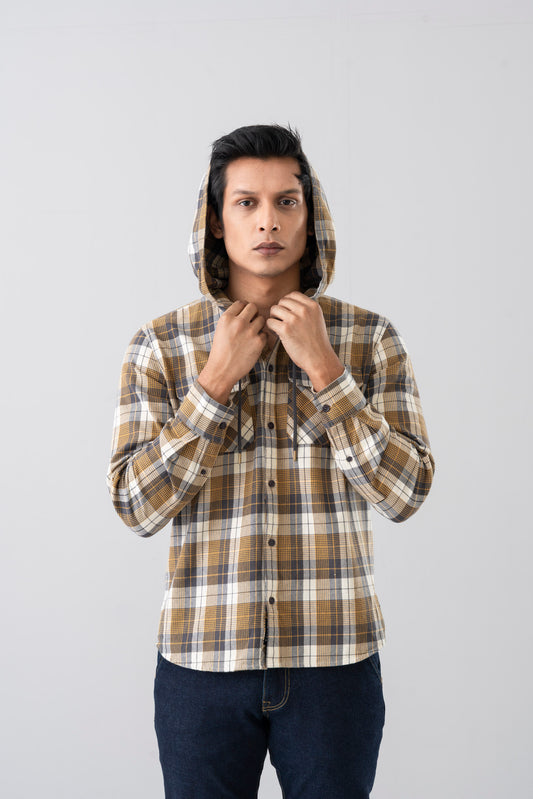 Regular Fit Hooded Casual Shirt
