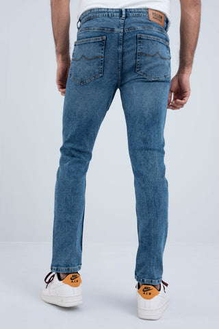 Tapered Fit Blue Dobby Jeans