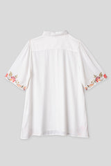 Relaxed Fit Embroidered Viscose Casual Shirt
