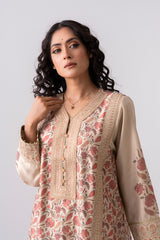 Relaxed Fit Floral Printed Three-Piece Ethnic Set with Organza Dupatta