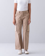 Wide Leg Cargo Twill Pant