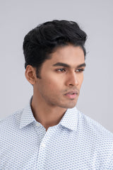 Slim Fit Micro-Printed Formal Shirt