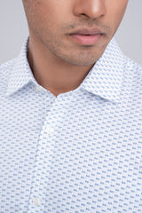 Slim Fit Micro-Printed Formal Shirt