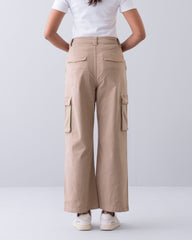 Wide Leg Cargo Twill Pant