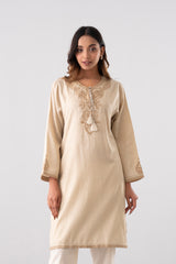 Relaxed Fit Embroidered Jacquard Cotton Lawn Kurta