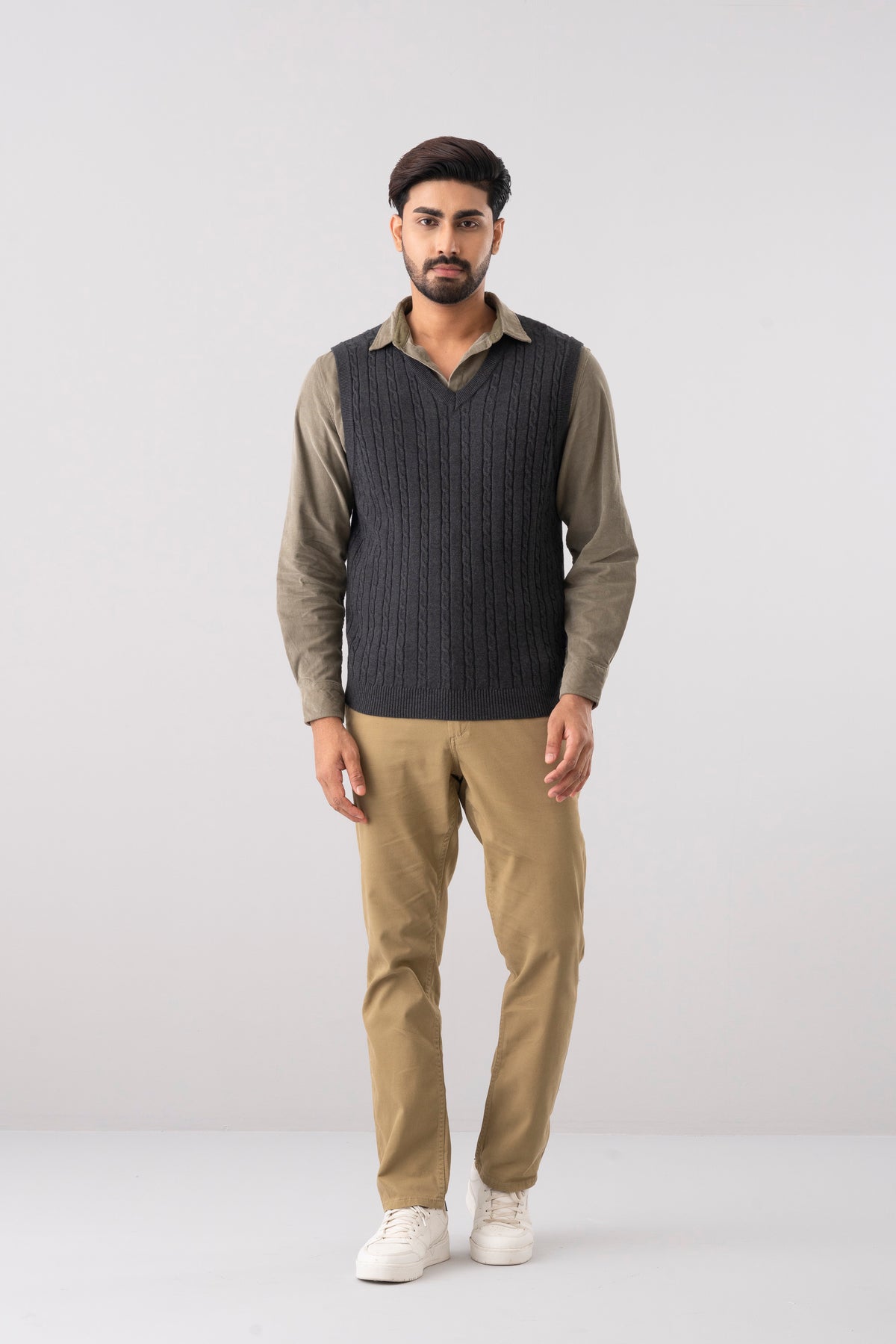 Regular Fit Cable-Knit Sweater Vest