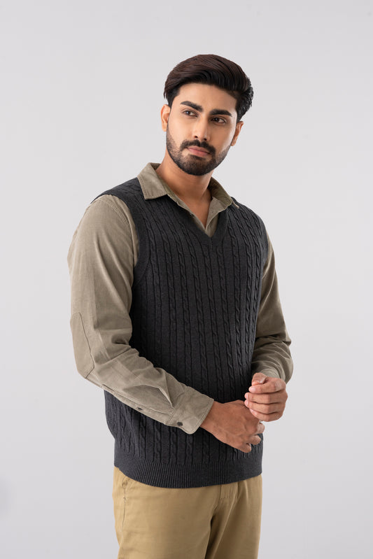 Regular Fit Cable-Knit Sweater Vest