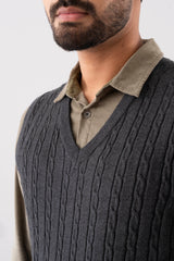 Regular Fit Cable-Knit Sweater Vest