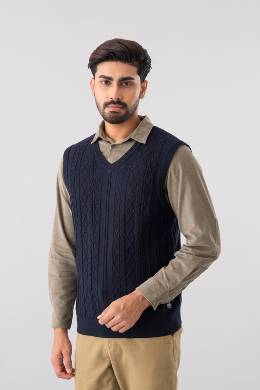 Regular Fit Cable-Knit Sweater Vest
