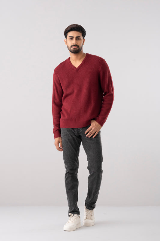 Regular Fit Full Sleeve V-Neck Sweater