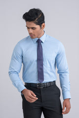 Slim Fit Dobby Pinstripe Formal Shirt