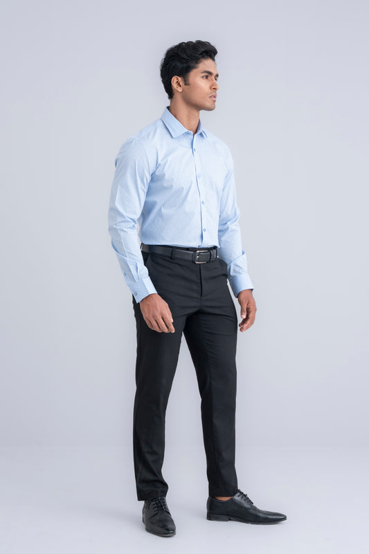 Slim Fit Micro-Printed Formal Shirt
