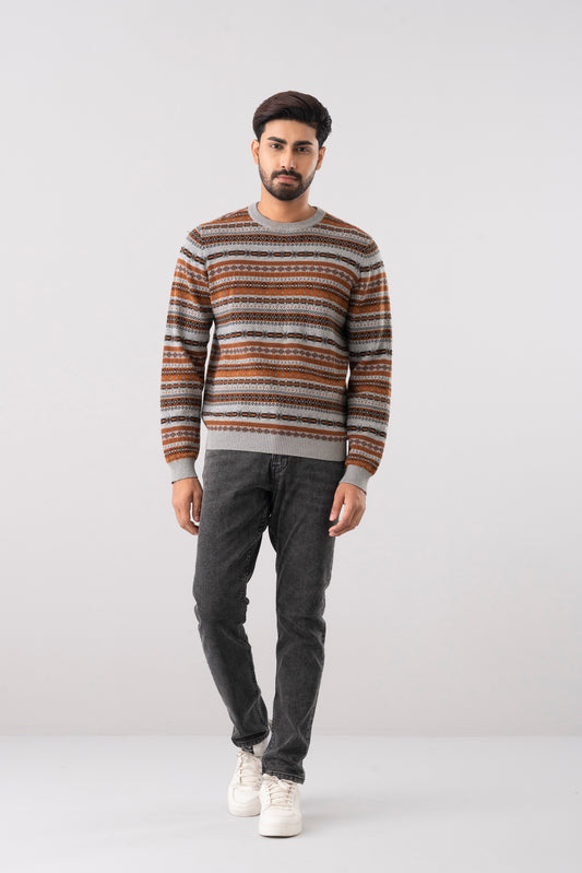 Regular Fit Yarn-Dyed Cotton Sweater