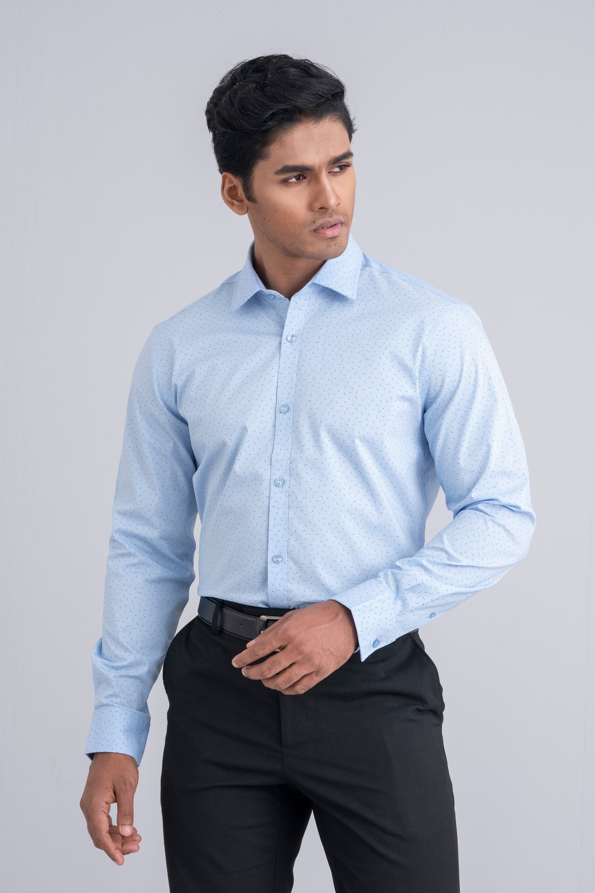 Slim Fit Micro-Printed Formal Shirt