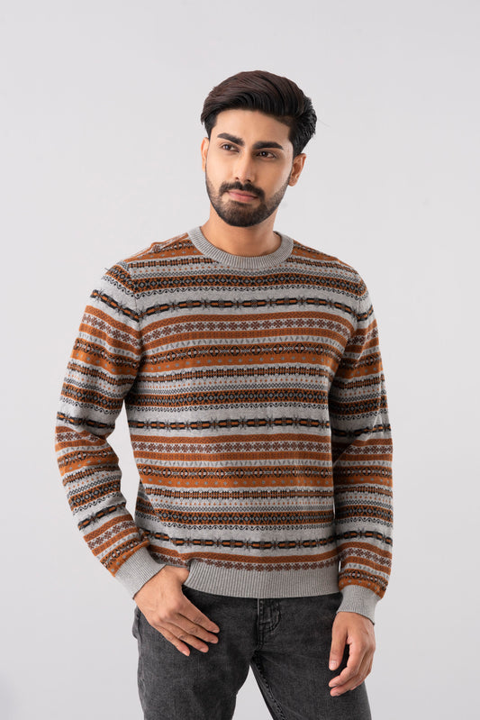 Regular Fit Yarn-Dyed Cotton Sweater