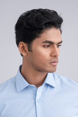 Slim Fit Micro-Printed Formal Shirt
