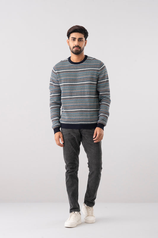 Regular Fit Yarn-Dyed Cotton Sweater