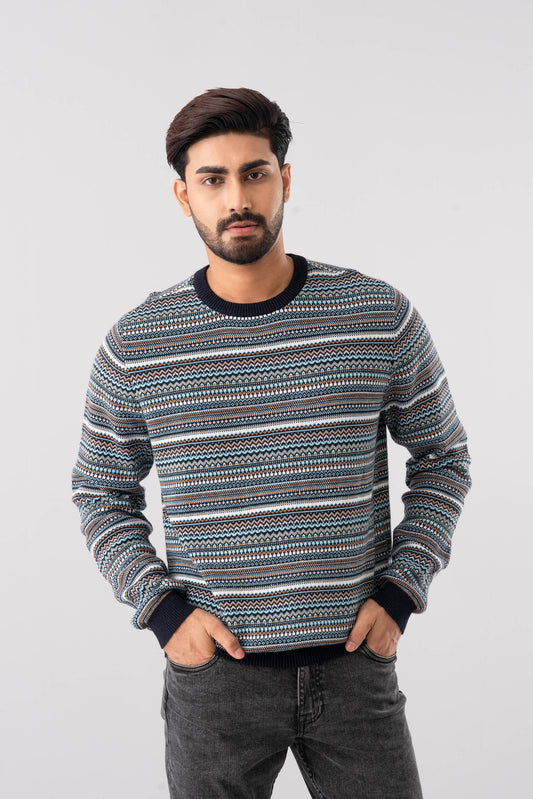 Regular Fit Yarn-Dyed Cotton Sweater