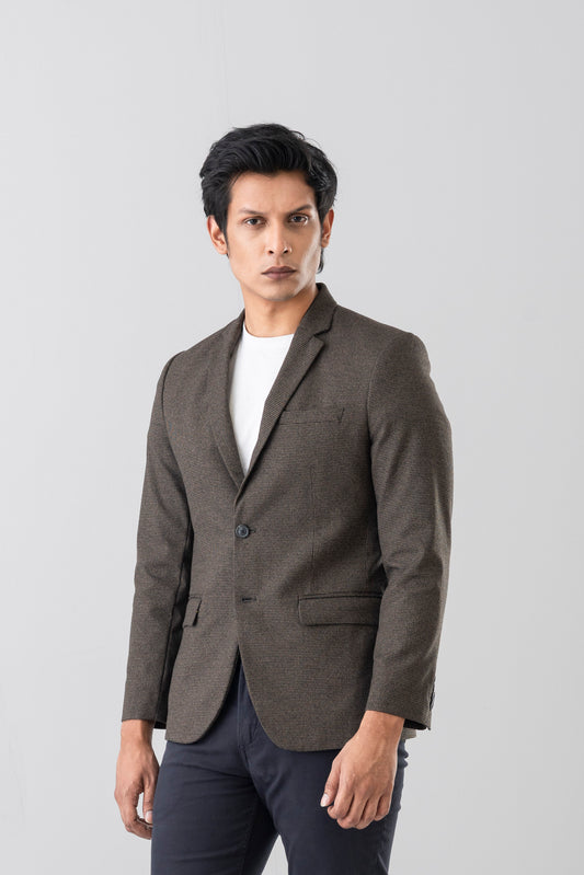 Houndstooth Blazer with Classic Notch Lapel