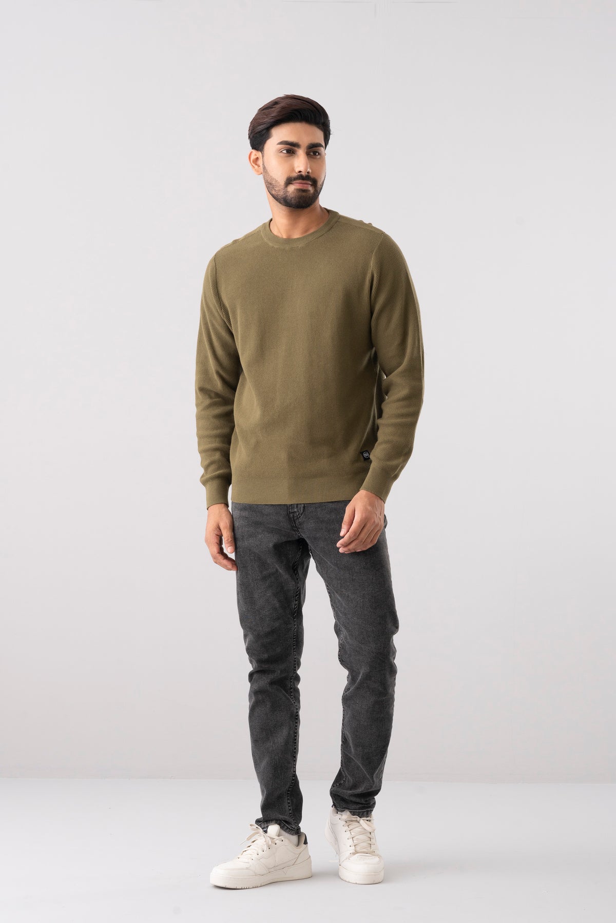 Regular Fit Waffle-Knit Sweater