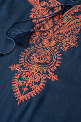 Relaxed Fit Embroidered Jacquard Cotton Lawn Kurta