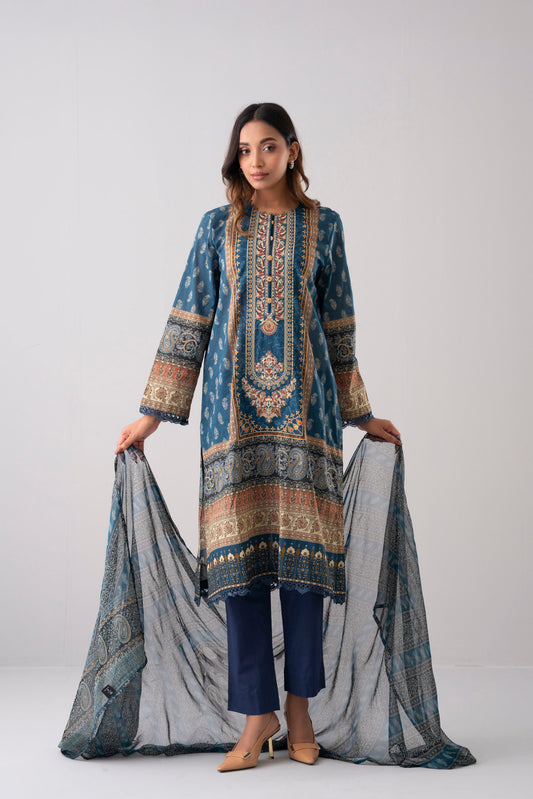 Smart Fit Embroidered and Digital-Printed Two-Piece Lawn